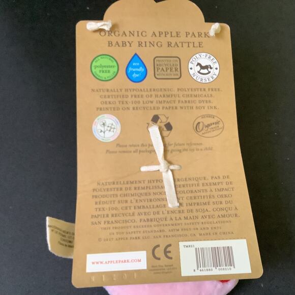 Apple Park Organic Baby Ring Rattle - Naturally Hypoallergenic  NWT - Picture 5 of 5